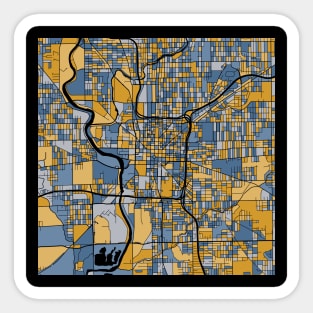 Indianapolis Map Pattern in Blue & Gold Sticker